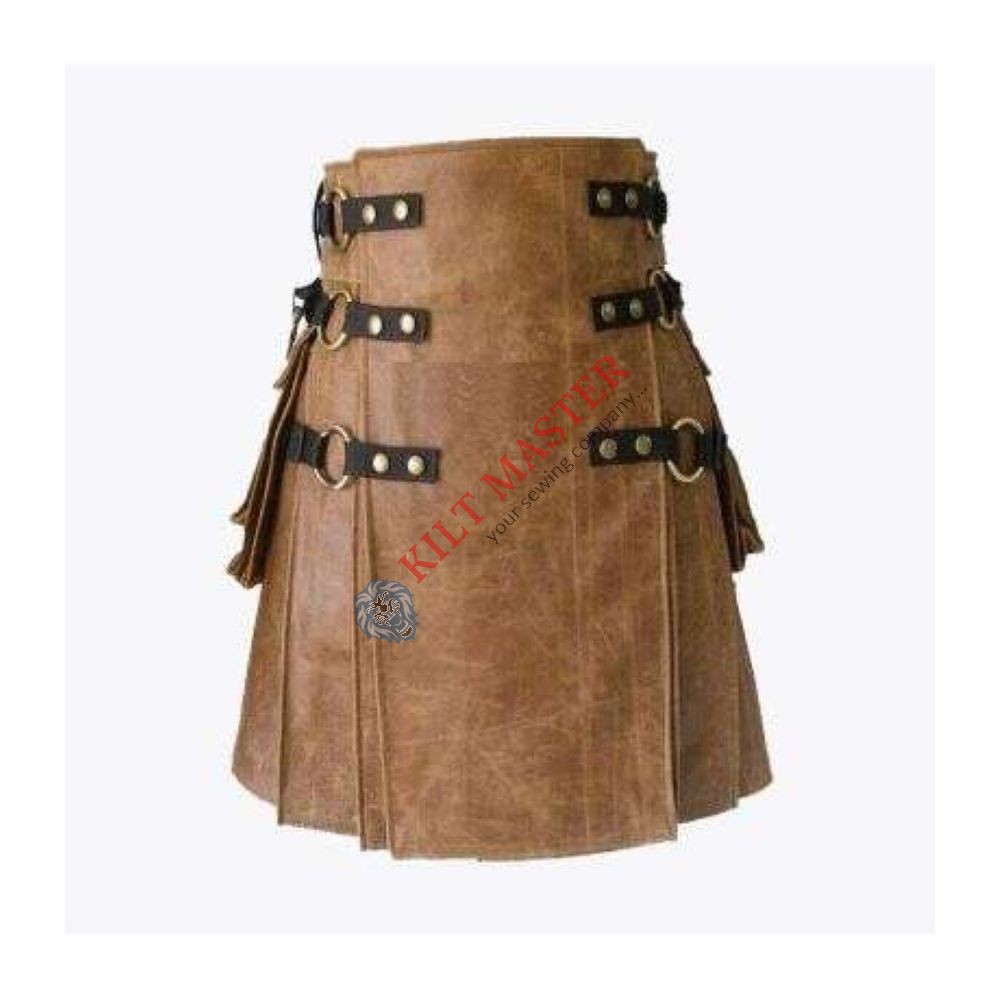 Brown Genuine Leather Kilt