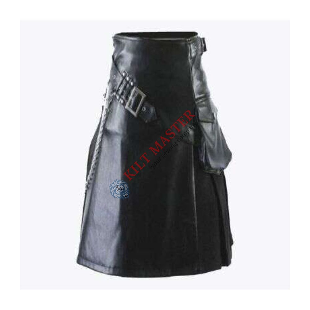 Gladiator Black Leather Kilt