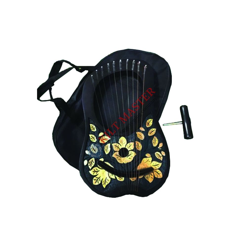 Rosewood 10 Strings Black/Gold Lyre Harp
