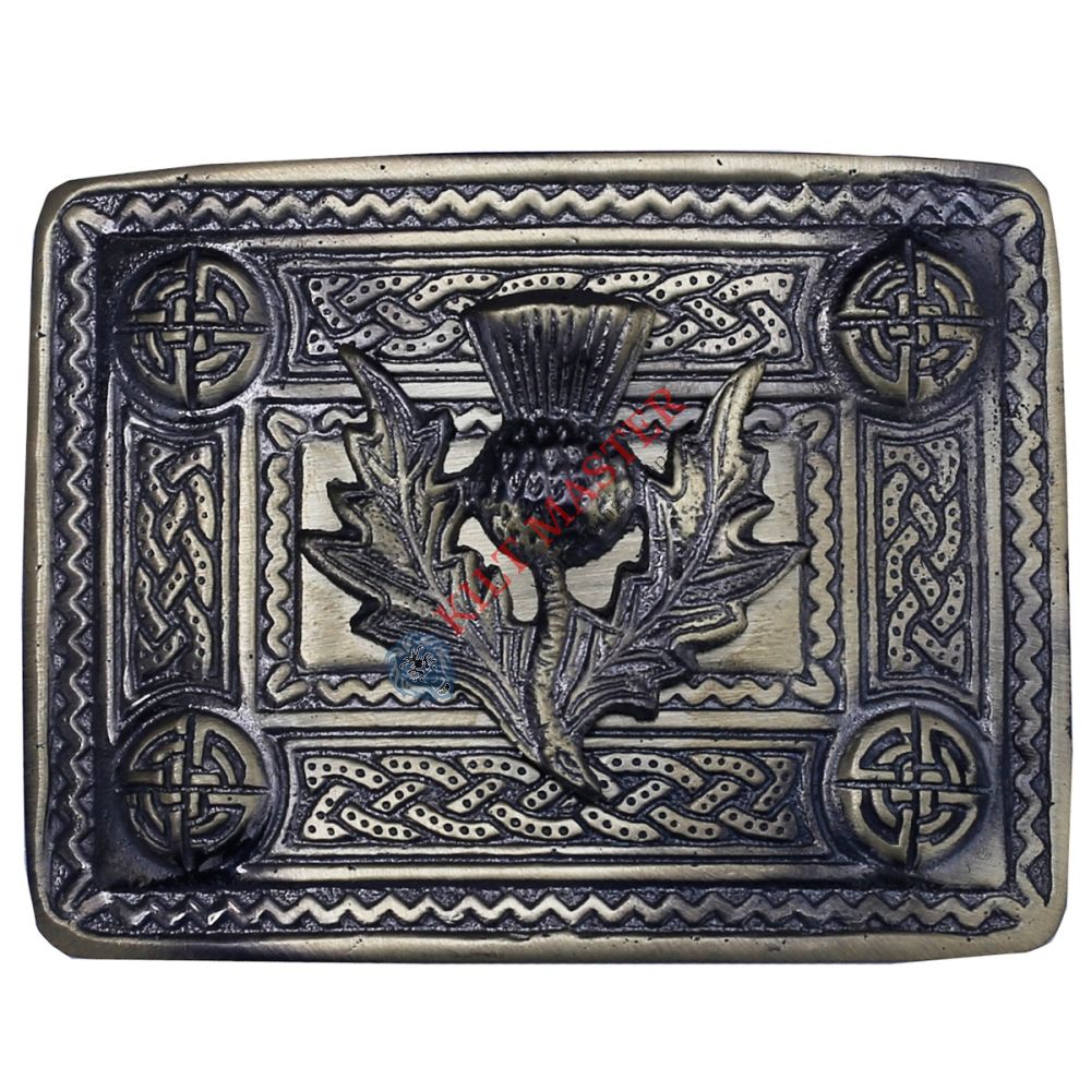 Scottish Thistle Badge Kilt Belt Buckle Antique Finish