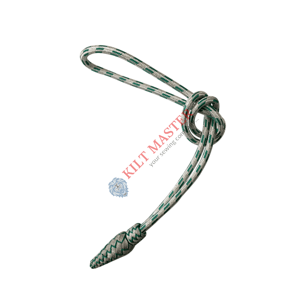Sword knot white with green inlay