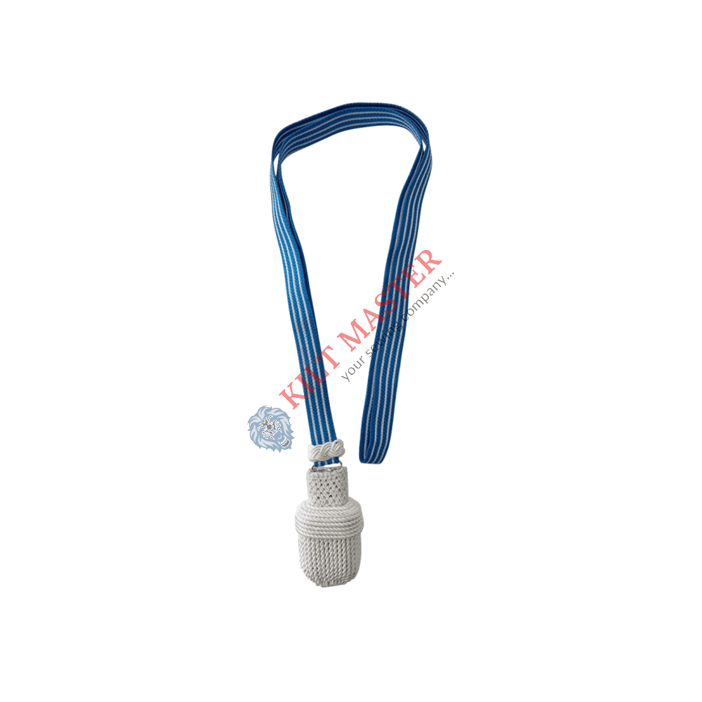 Sword knot with blue lace, white stripes