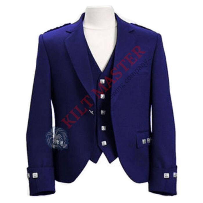 Royal Blue Argyle Jacket With Vest