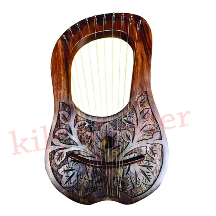 Lyre Harp 10 Metal Strings Rosewood Free Carrying Bag Tuning Key Scottish AAR 