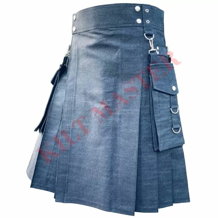 BDG Boxy Pleated Denim Kilt Mini Skirt