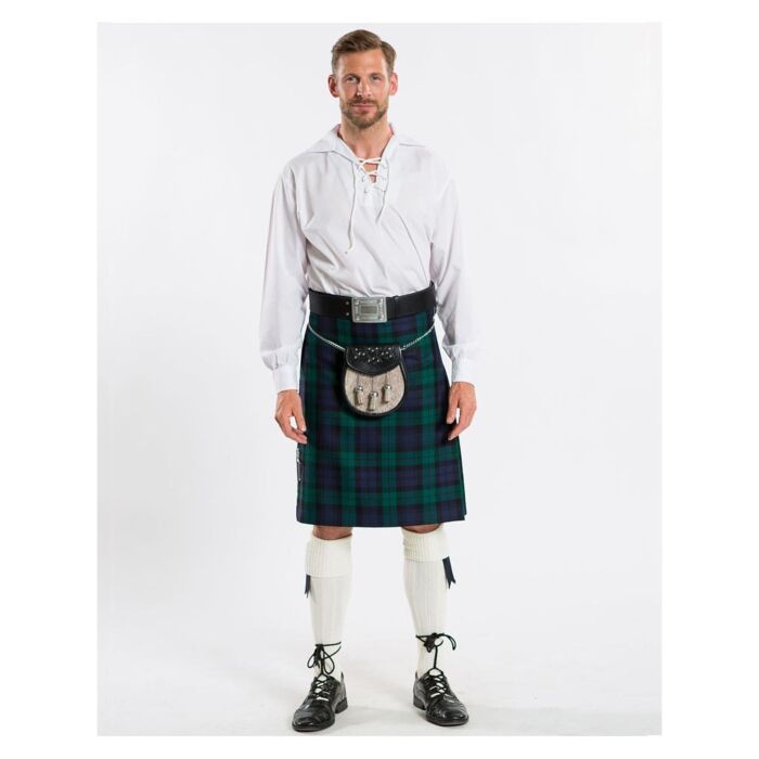 Mens Scottish Waistcoat Pure Leather Jacobite Toggle Vest And Kilt Combo 