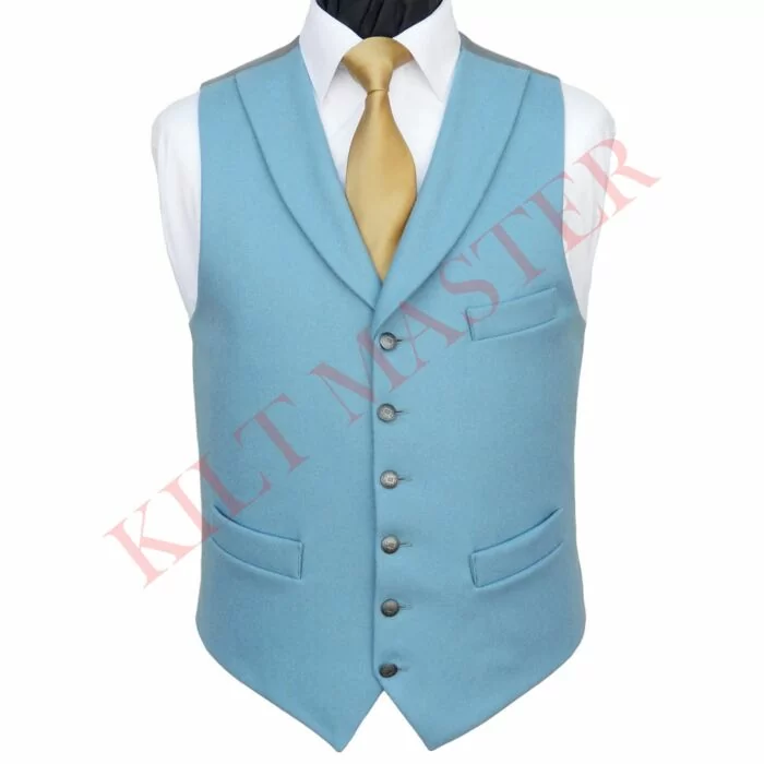 Sky Blue Wool Kilt Vest