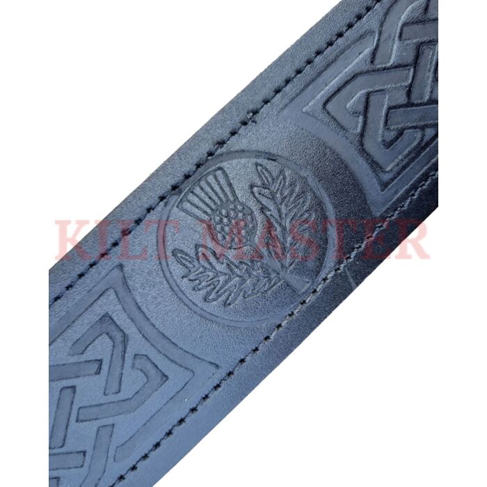 Thistle Engraved Kilt Leather Belt