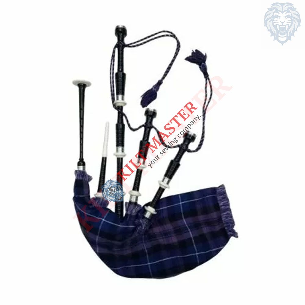 Black Finish Highland Tartan Bagpipe