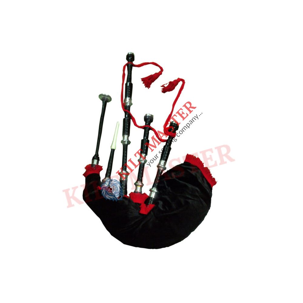 Black Mounts with Red Flare Bagpipe