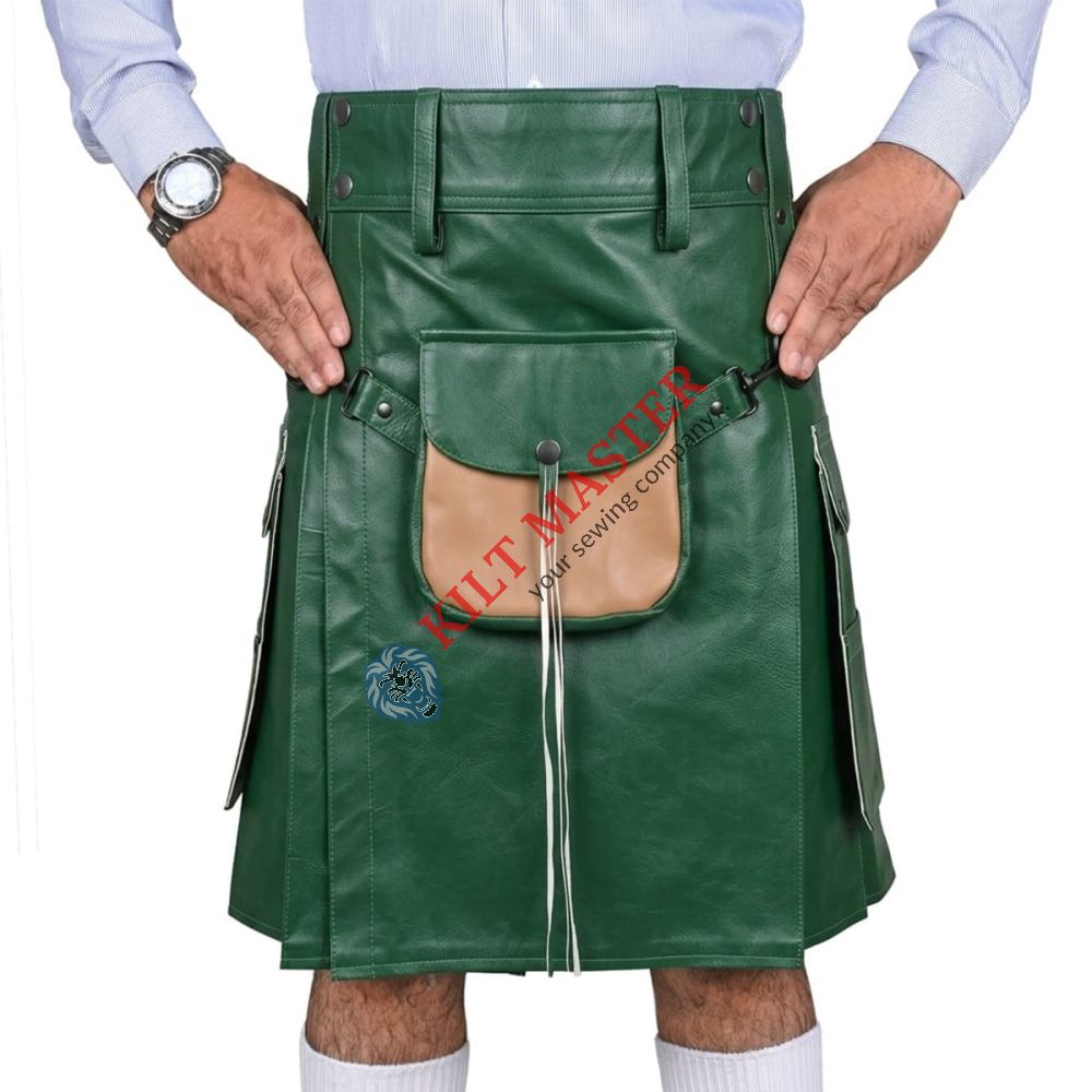 Green Leather Utility Kilt