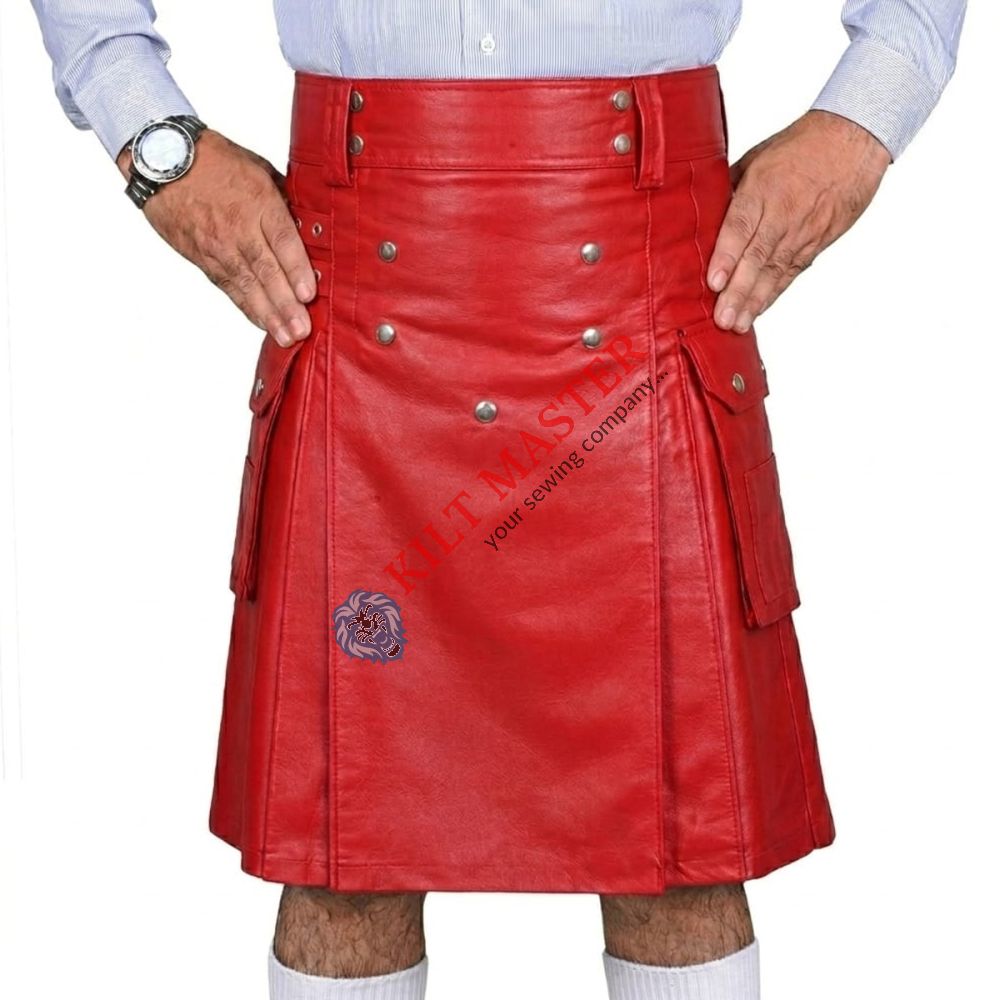Red Leather Utility Kilt
