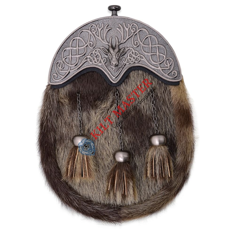 Silver Chrome Stag Head Cantle Scottish Full Dress Sporran