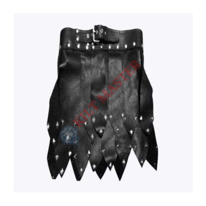 Black Leather Kilt in Roman Style