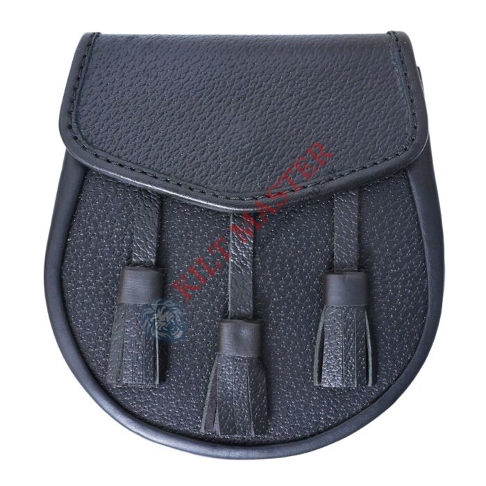Black Leather Scottish Kilt Sporran