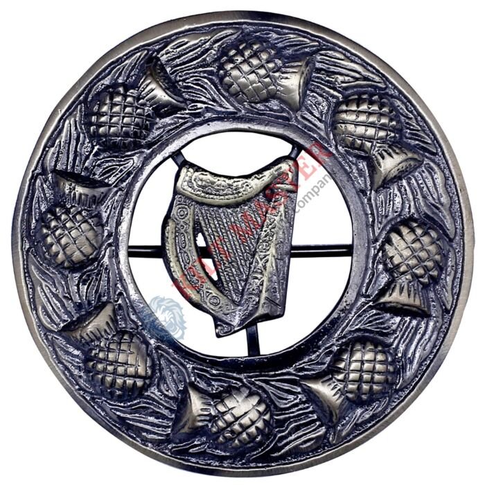 Irish Harp Badge Antique Kilt Fly Plaid Brooch