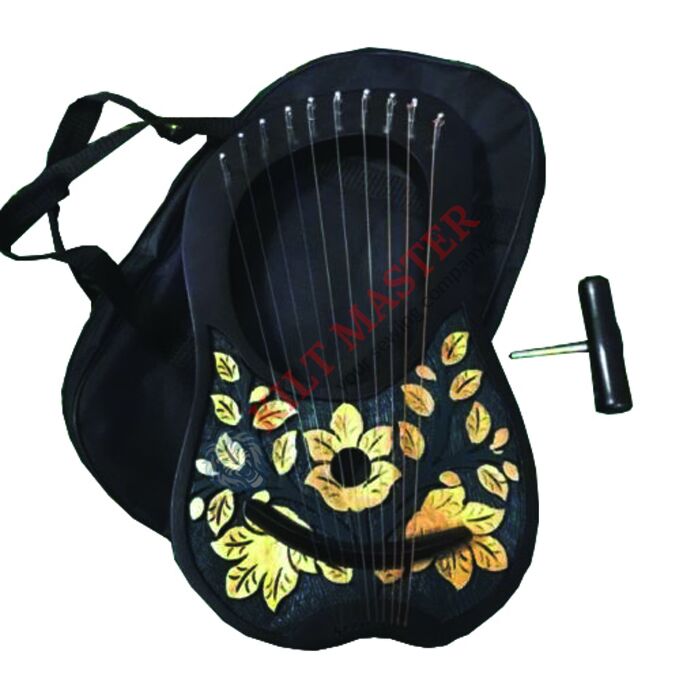 Rosewood 10 Strings Black/Gold Lyre Harp