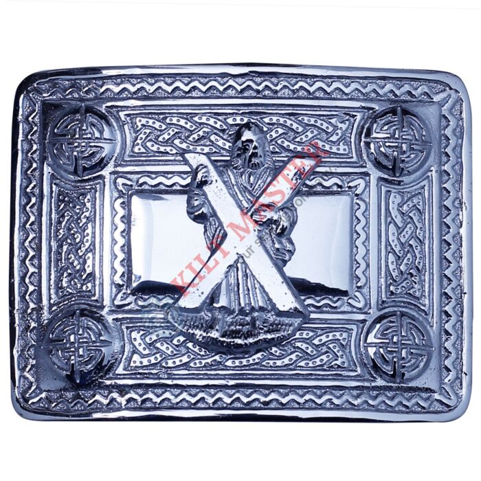 Saint Andrew Badge Chrome Kilt Belt Buckle