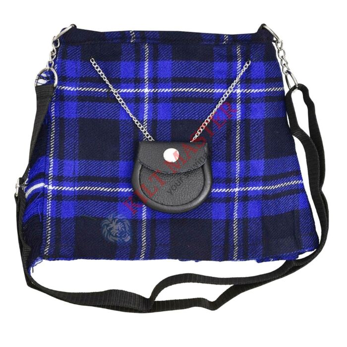 Scottish Blue Tartan Ladies Hand Bag Front