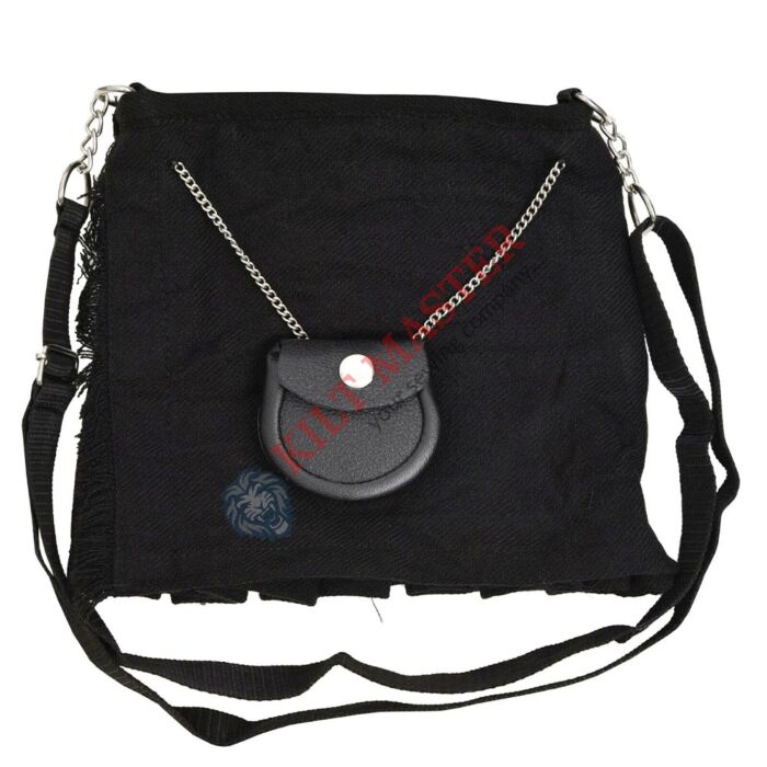 Scottish Plain Black Tartan Ladies Hand Bag Front