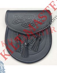 Celtic Knot Embossed Leather Sporran Front